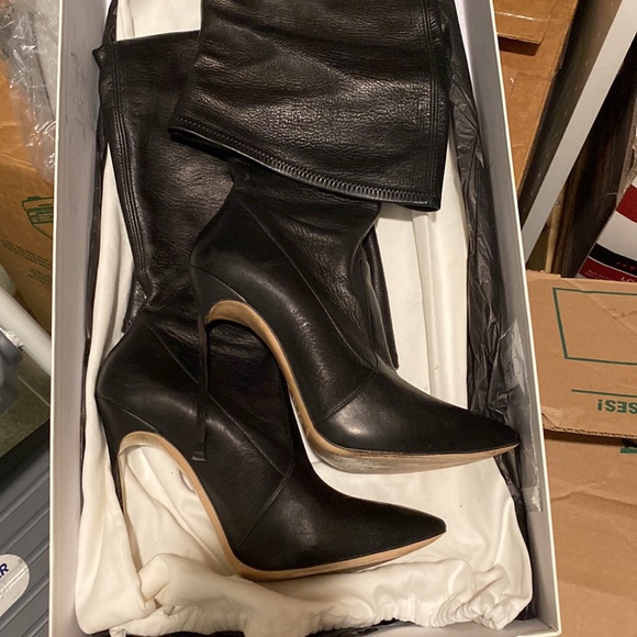 $2400 RARE CASADEI BLADE OVER THE KNEE THIGH HIGH BLACK LEATHER BOOTS EU40 - Picture 9 of 11